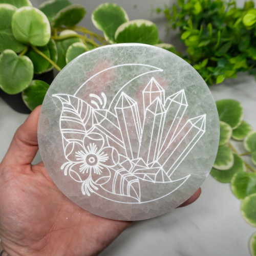 Selenite Moon & Crystal Plate Large