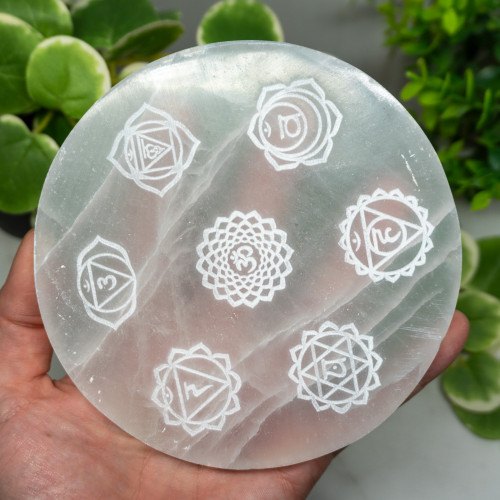 Selenite Zodiac Plate Large