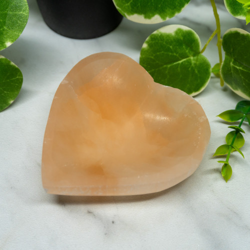 Orange Selenite Heart Bowl