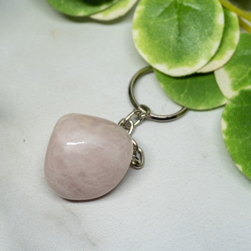 Rose Quartz Polished Keychain
