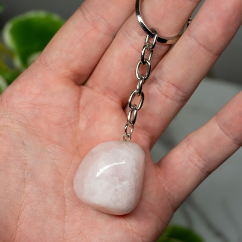 Rose Quartz Polished Keychain