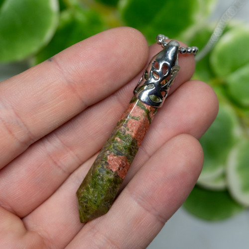 Unakite Silver Pendant Necklace