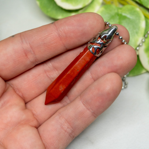 Red Jasper Silver Pendant Necklace