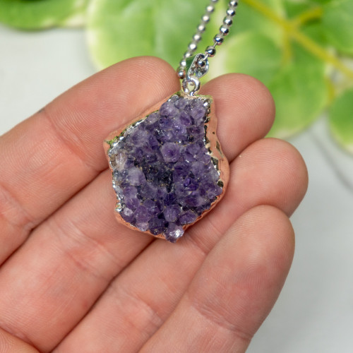 Amethyst Silver Edge Necklace