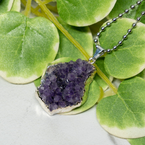 Amethyst Silver Edge Necklace