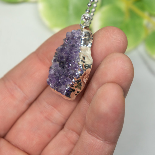 Amethyst Silver Edge Necklace