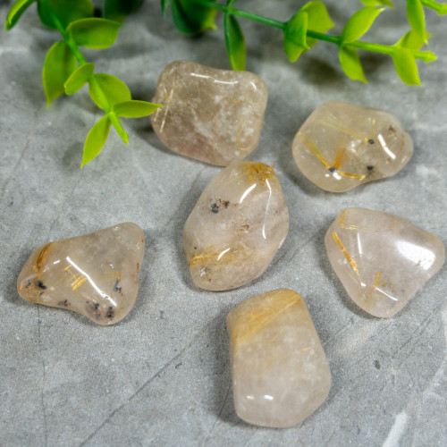 Rutile in Quartz Tumbled