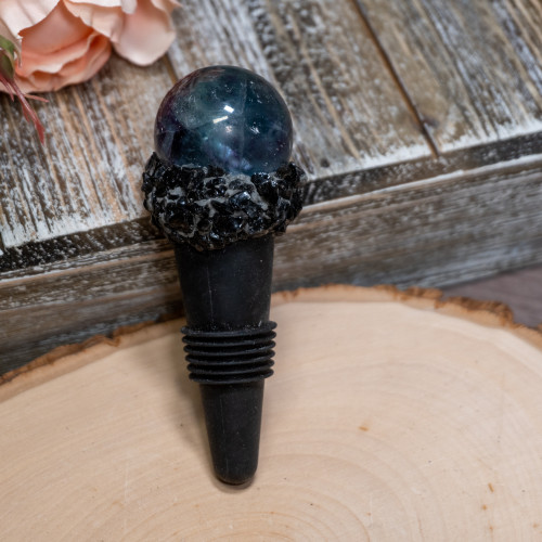 Fluorite Sphere With Noble Shungite Wine Stopper