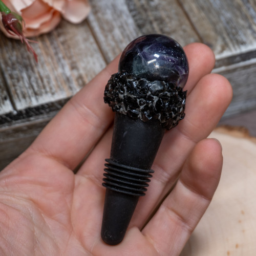 Fluorite Sphere With Noble Shungite Wine Stopper