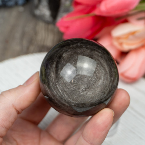 Silver Sheen Obsidian Sphere #8