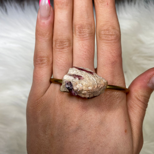 Watermelon Tourmaline in Quartz Bracelet (Gold)