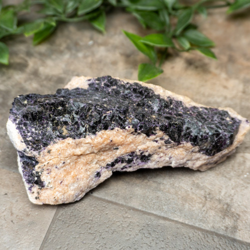 Purple Fluorite on Orange Calcite #1