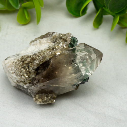 Green Tourmaline in Quartz with Golden Mica #4