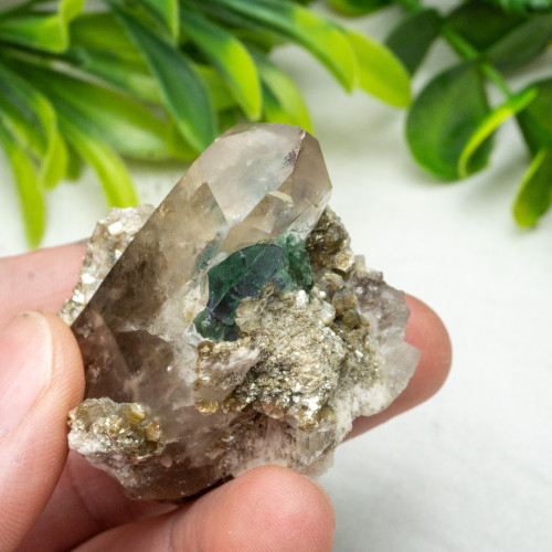 Green Tourmaline in Quartz with Golden Mica #4