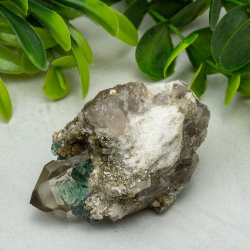 Green Tourmaline in Quartz with Golden Mica #4