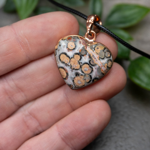 Leopard Skin Jasper Heart Necklace #1