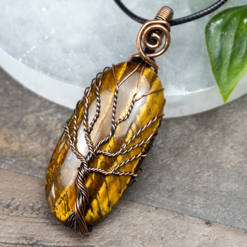 Tiger Eye Tree of Life Necklace #1