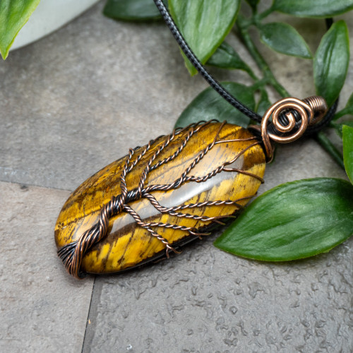 Tiger Eye Tree of Life Necklace #1