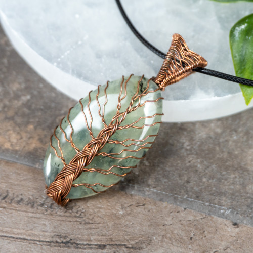 Prehnite and Epidote Tree of Life Necklace #1