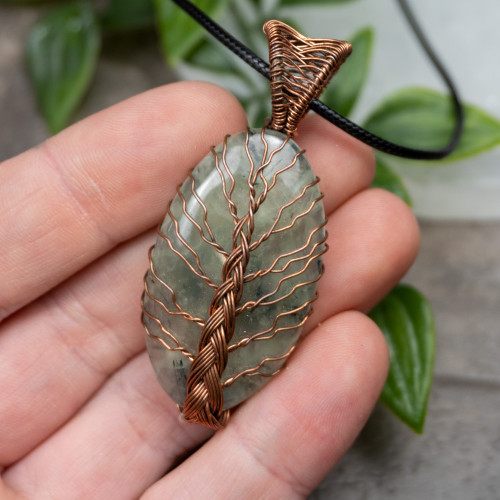 Prehnite and Epidote Tree of Life Necklace #1