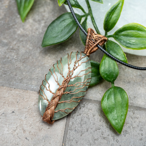 Prehnite and Epidote Tree of Life Necklace #1