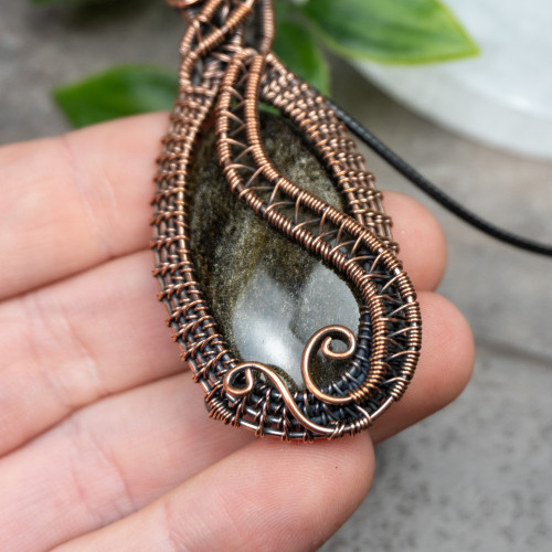 Golden Sheen Obsidian Necklace #1