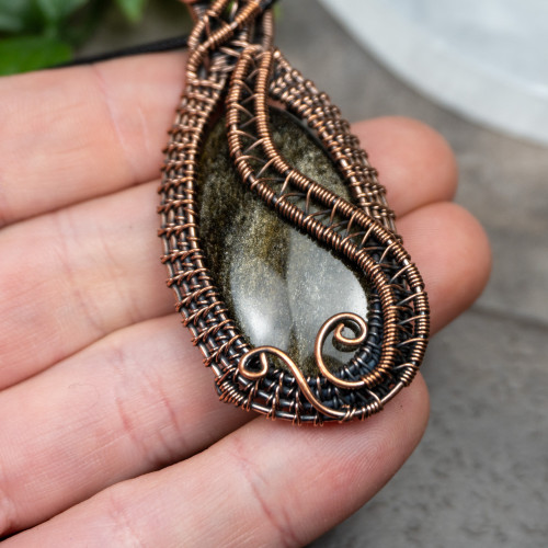 Golden Sheen Obsidian Necklace #1