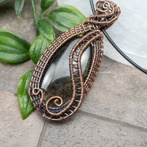 Golden Sheen Obsidian Necklace #1
