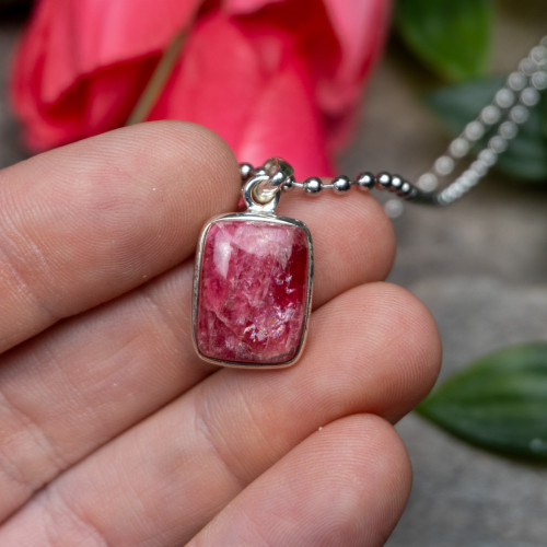 Rhodonite Gemmy Sterling Silver Necklace #1