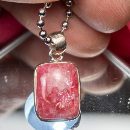 Rhodonite Gemmy Sterling Silver Necklace #1