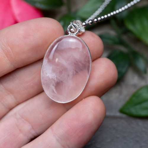 Rose Quartz Sterling Silver Necklace #3