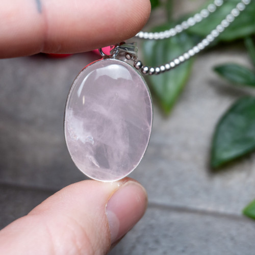 Rose Quartz Sterling Silver Necklace #3