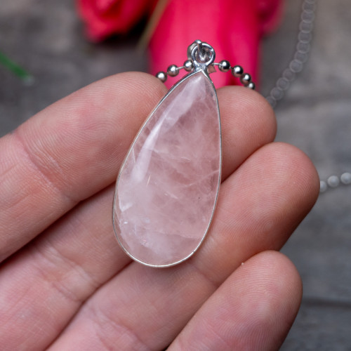 Rose Quartz Sterling Silver Necklace #2