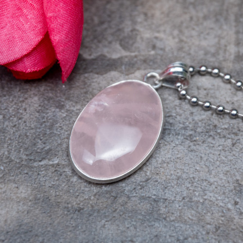 Rose Quartz Sterling Silver Necklace #1