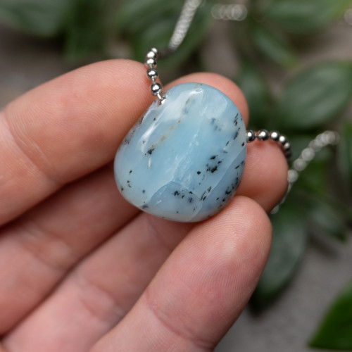 A+ Andean Dendritic Blue Opal Necklace #4