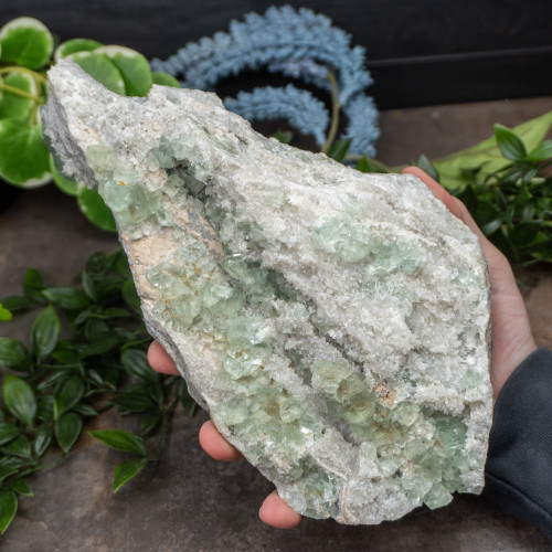 Green Fluorite with Quartz #9