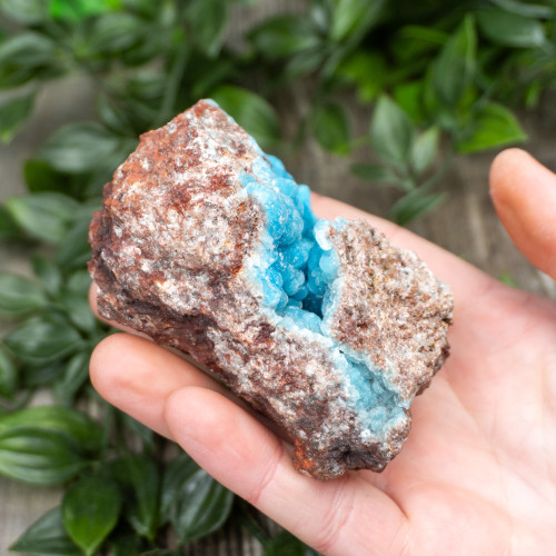Blue Hemimorphite with Druzy Quartz Coating#3