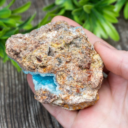 Blue Hemimorphite with Druzy Quartz Coating#2