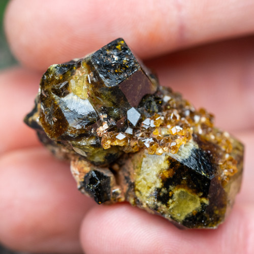 Green Garnet with Druzy Garnets #2