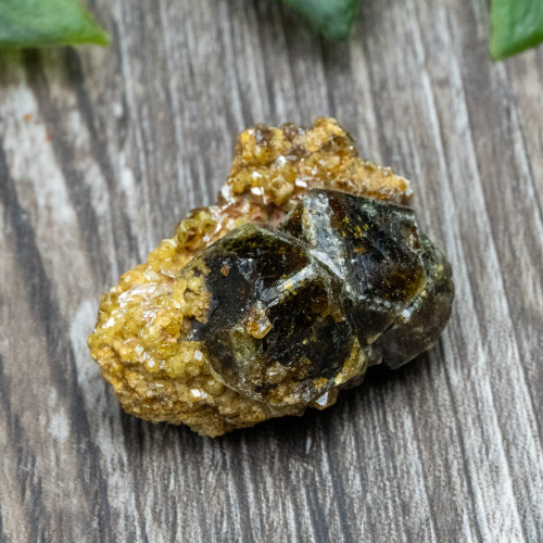 Green Garnet with Druzy Garnets #1