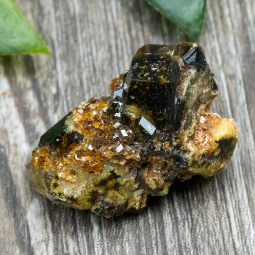 Green Garnet with Druzy Garnets #2