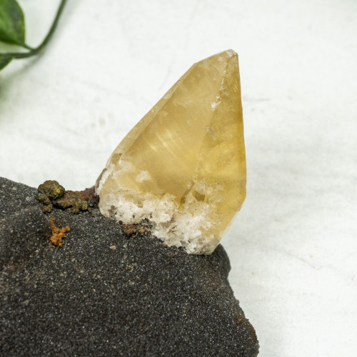 Golden Calcite on Druzy Quartz #1