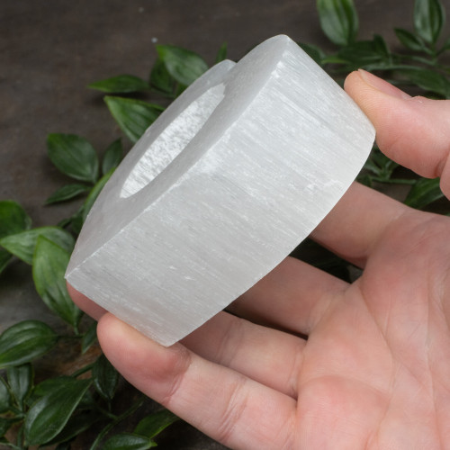 Selenite Heart Candle Holder Random