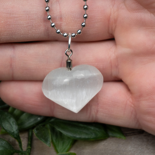 Selenite Heart Necklace Random