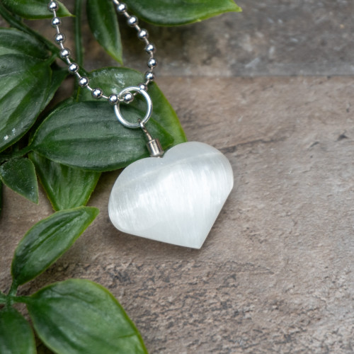 Selenite Heart Necklace Random