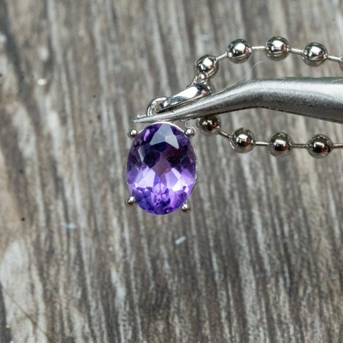 Amethyst Facetted Sterling Silver Necklace #2