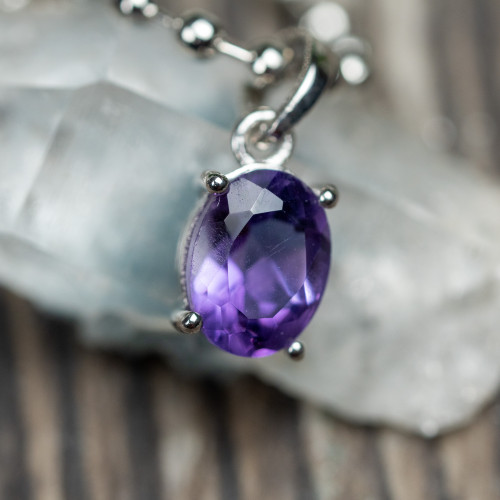 Amethyst Facetted Sterling Silver Necklace #2