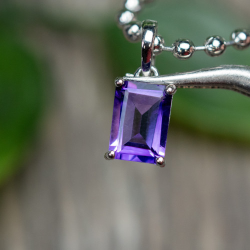 Amethyst Facetted Sterling Silver Necklace #1