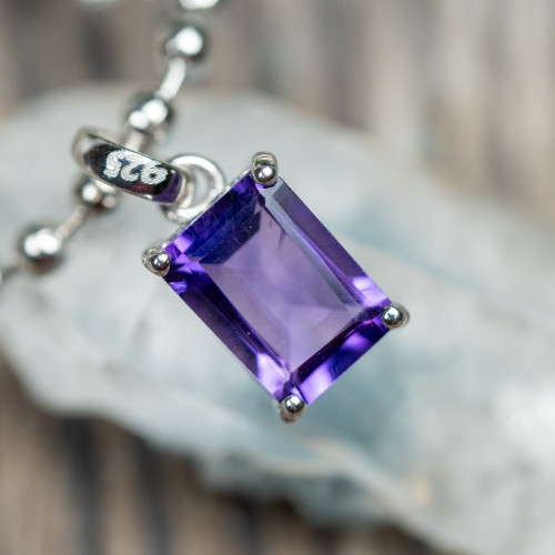 Amethyst Facetted Sterling Silver Necklace #1