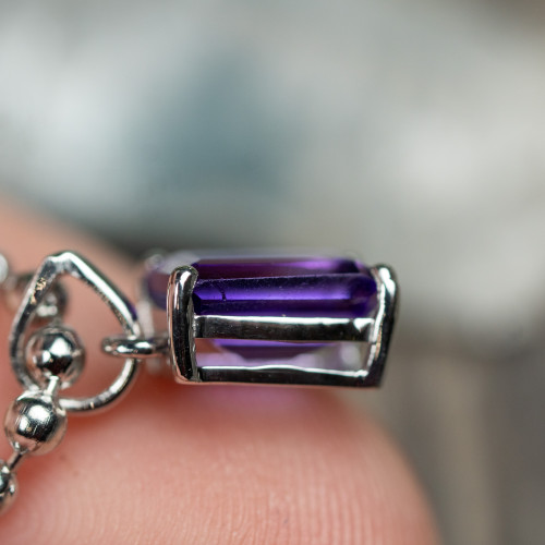 Amethyst Facetted Sterling Silver Necklace #1
